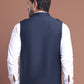 Navy Blue Soild Nehru Jacket for Men ( JOWC 4128 Navy )