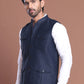Navy Blue Soild Nehru Jacket for Men ( JOWC 4128 Navy )