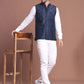 Navy Blue Soild Nehru Jacket for Men ( JOWC 4128 Navy )