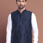 Navy Blue Soild Nehru Jacket for Men ( JOWC 4128 Navy )