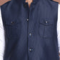 Navy Blue Soild Nehru Jacket for Men ( JOWC 4128 Navy )