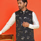 Embossed design Nehru Jacket for Men ( JOWC 4130 Black )
