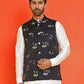 Embossed design Nehru Jacket for Men ( JOWC 4130 Black )