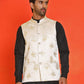 Embossed design Nehru Jacket for Men ( JOWC 4130 Cream )