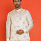 Embossed design Nehru Jacket for Men ( JOWC 4130 Cream )