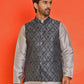 Woven design Nehru Jacket for Men ( JOWC 4131 Black )