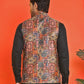 Printed & Sequins Velvet Nehru Jacket for Men ( JOWC 4132 Orange )