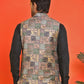 Printed & Sequins Velvet Nehru Jacket for Men ( JOWC 4132 Peach )
