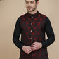 Embossed Nehru Jacket for Men ( JOWC 4133 Maroon )