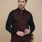 Embossed Nehru Jacket for Men ( JOWC 4133 Maroon )