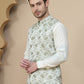 Embossed Nehru Jacket for Men ( JOWC 4133 Pista )