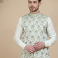 Embossed Nehru Jacket for Men ( JOWC 4133 Pista )