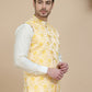 Embossed Nehru Jacket for Men ( JOWC 4133 Yellow )