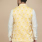 Embossed Nehru Jacket for Men ( JOWC 4133 Yellow )