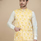 Embossed Nehru Jacket for Men ( JOWC 4133 Yellow )