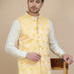 Embossed Nehru Jacket for Men ( JOWC 4133 Yellow )