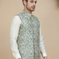 Woven Design Nehru Jacket for Men ( JOWC 4134 Blue )