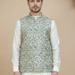 Woven Design Nehru Jacket for Men ( JOWC 4134 Blue )