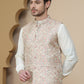 Woven Design Nehru Jacket for Men ( JOWC 4134 Coral )
