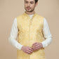 Woven Design Nehru Jacket for Men ( JOWC 4134 Yellow )
