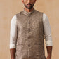 Woven Design Nehru Jacket for Men ( JOWC 4135 Brown )