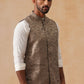 Woven Design Nehru Jacket for Men ( JOWC 4135 Brown )