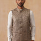 Woven Design Nehru Jacket for Men ( JOWC 4135 Brown )