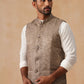 Woven Design Nehru Jacket for Men ( JOWC 4135 Brown )