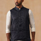 Woven Design Nehru Jacket for Men ( JOWC 4135 Navy )