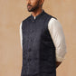 Woven Design Nehru Jacket for Men ( JOWC 4135 Navy )