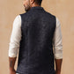 Woven Design Nehru Jacket for Men ( JOWC 4135 Navy )