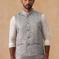 Woven Design Nehru Jacket for Men ( JOWC 4135 Silver )