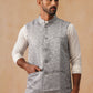 Woven Design Nehru Jacket for Men ( JOWC 4135 Silver )
