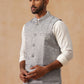 Woven Design Nehru Jacket for Men ( JOWC 4135 Silver )
