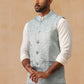 Woven Design Nehru Jacket for Men ( JOWC 4135 Sky )