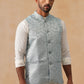 Woven Design Nehru Jacket for Men ( JOWC 4135 Sky )