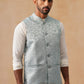 Woven Design Nehru Jacket for Men ( JOWC 4135 Sky )