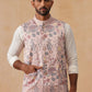 Floral Embroidered Silk Blend Nehru Jacket ( JOWC 4136 Peach )