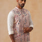 Floral Embroidered Silk Blend Nehru Jacket ( JOWC 4136 Peach )