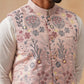 Floral Embroidered Silk Blend Nehru Jacket ( JOWC 4136 Peach )