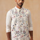 Floral Embroidered Silk Blend Nehru Jacket ( JOWC 4136 White )