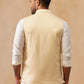 Floral Embroidered Silk Blend Nehru Jacket ( JOWC 4136 Yellow )