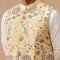 Floral Embroidered Silk Blend Nehru Jacket ( JOWC 4136 Yellow )