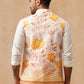 Floral Printed Silk Blend Nehru Jacket ( JOWC 4137 Orange )