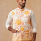 Floral Printed Silk Blend Nehru Jacket ( JOWC 4137 Orange )