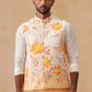 Floral Printed Silk Blend Nehru Jacket ( JOWC 4137 Orange )
