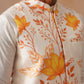 Floral Printed Silk Blend Nehru Jacket ( JOWC 4137 Orange )