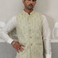 Geometric Weave Embroidered Nehru Jacket ( JOWC 4138 Pista )