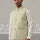 Geometric Weave Embroidered Nehru Jacket ( JOWC 4138 Pista )