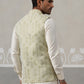 Geometric Weave Embroidered Nehru Jacket ( JOWC 4138 Pista )